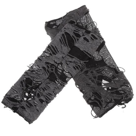 Gants fendus cassés Gants sans doigts gothiques sexy Gants noirs déchirés Trous Décor Cosplay Gants pour adultes - Sport
