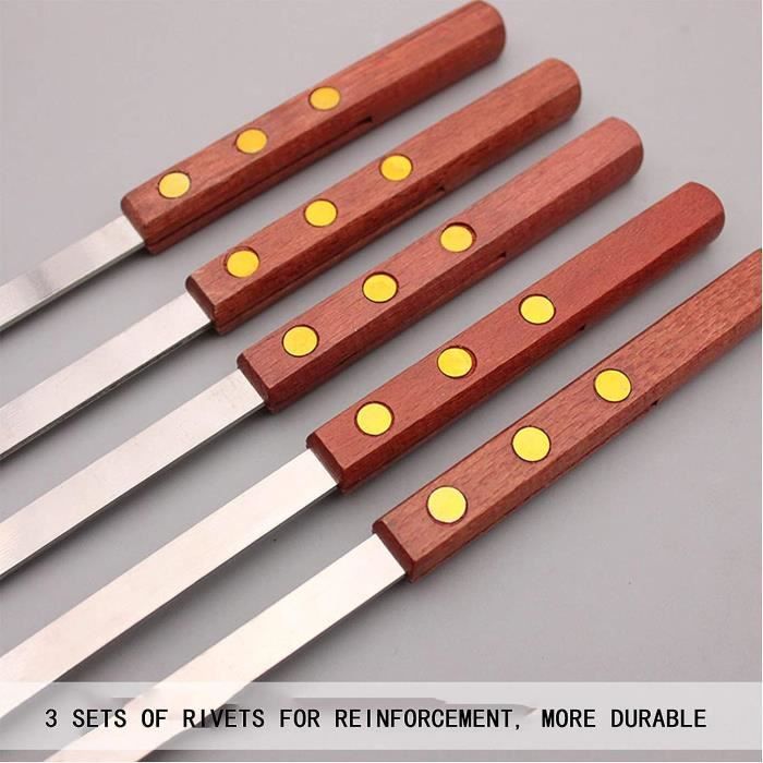 WARESHARK Lot De 4 Brochettes Plates En Acier Inoxydable Pour Barbecue, Brochettes Turques Robustes, Réutilisables, Parfaites Pour Kebab, Kebob