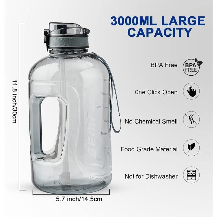 Bouteille d'eau plate, transparente, 380 ml, format A5, anti-fuite,  rectangulaire, pour sac à main, pour sport de plein air, gym, camping,  randonnée