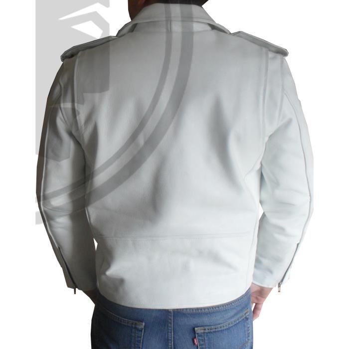Veste en cuir blanche homme clearance