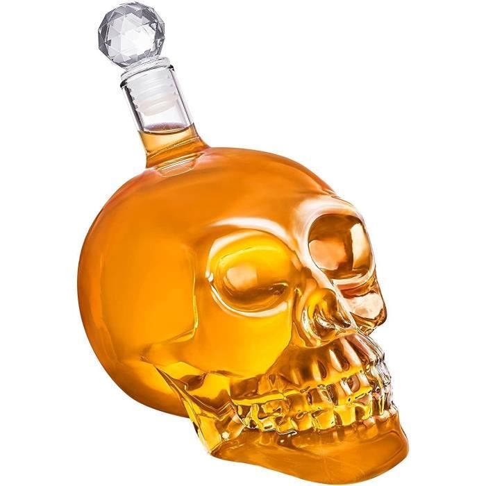 Tête de mort crâne Carafe en verre avec couvercle en verre Carafe Décanter bouteilles en verre