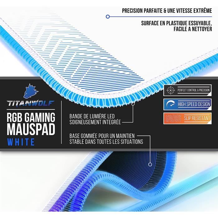 RGB Tapis de Souris Gaming XXL - LED Lumineuse Tapis de Souris Multicolore  11 Modes - 800 x 300mm - Surface antiderapant pou[60] - Cdiscount  Informatique
