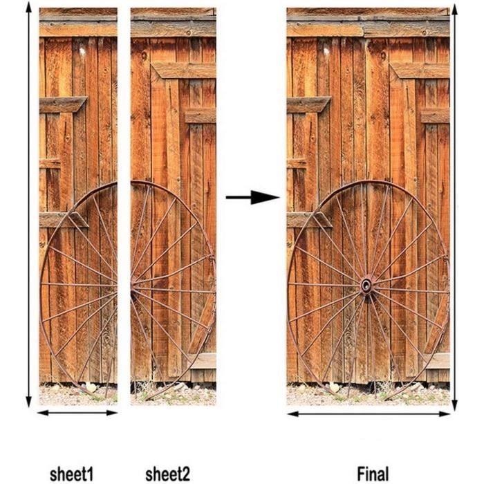 A.Monamour Sticker Porte Autocollant Poster De Porte 3D Couverture De Porte De Grange Extérieure Avec Un Signe De Croissant De Lune Vinyle Affiche De Porte Sticker Mural Papier Peint 85 X 200 Cm