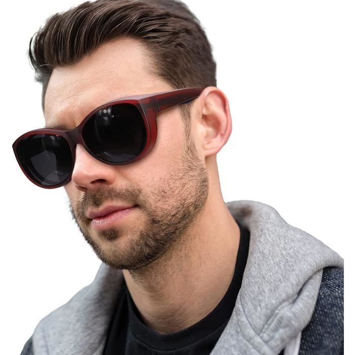 Long Keeper Surlunettes de Soleil Polarisante Lunette de Soleil Polarisée  pour Homme Femme Surlunette Solaire pour Lunettes de Vue Anti UV :  : Mode