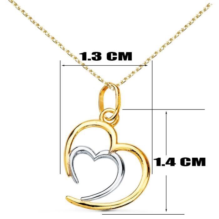 Collier Cœur Plaqué Or Blanc 18 Carats Avec Zirconium Cubique - Pendentif Romantique, Cadeau Saint-Valentin, Anniversaire - Chaîne 45+5 Cm