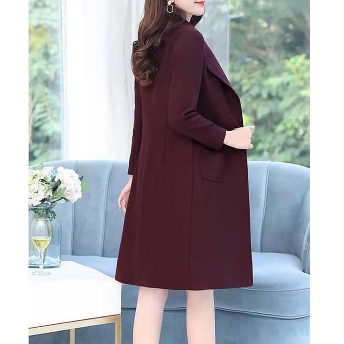 Manteau de veste vintage en laine pour femmes Funmoon Du vin