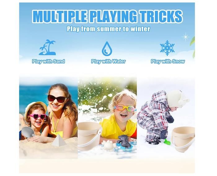 TUIBEIDAMAI – Kit De Plage 31 Pièces Avec Seau Pliable – Pelle, Râteau, Moules à Sable – Sac Filet – Cadeau Été Enfant