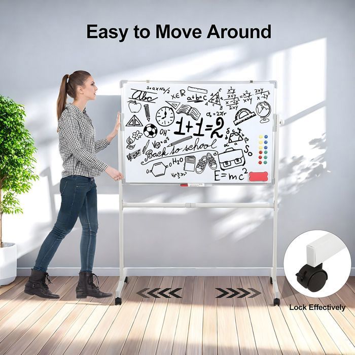 Tableau Blanc Mobile BIPLUT – Double Face Magnétique, Hauteur Réglable ...