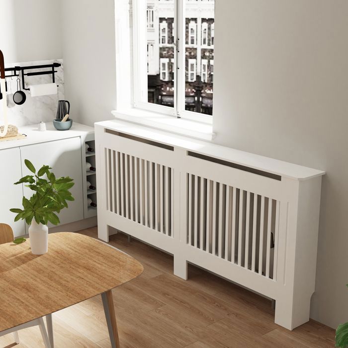Cache Radiateur Blanc Bois - Grille Verticale Cache-Radiateur Maison de ...