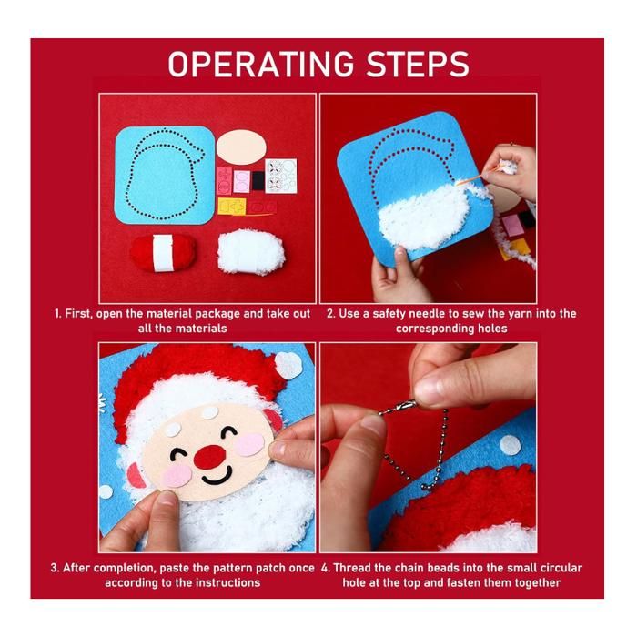 Kit De Couture Noël En Feutre Pour Enfants - DIY Broderie Point De Croix - 3 Ensembles De Poupées à Créer - Cadeau Créatif Et éducatif - 12
