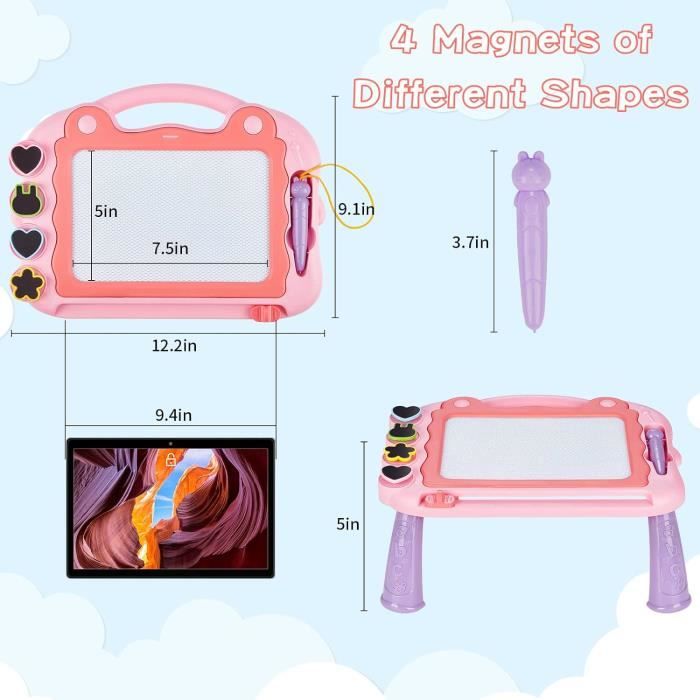 Ardoise Magique LCD Lot De 4 - Écran Sans Lumière Bleue, Réutilisable - Pour Dessin, écriture - Cadeau Enfant Maison, école, Voyage