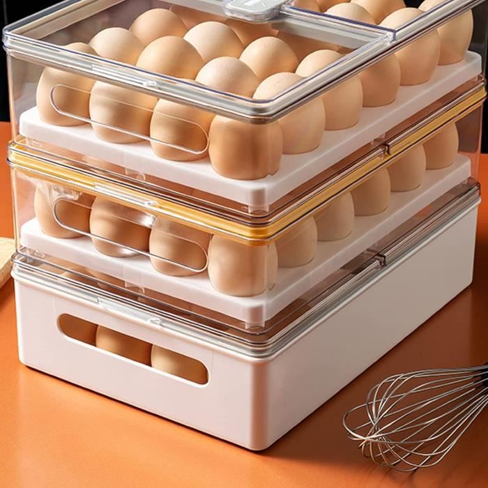 Boite De Rangement des Oeufs Frigo,24 Porte-œufs Rangement Frigo Empilable  en Plastique sans BPA,Plateau à œufs Empilable avec[928] - Cdiscount Maison