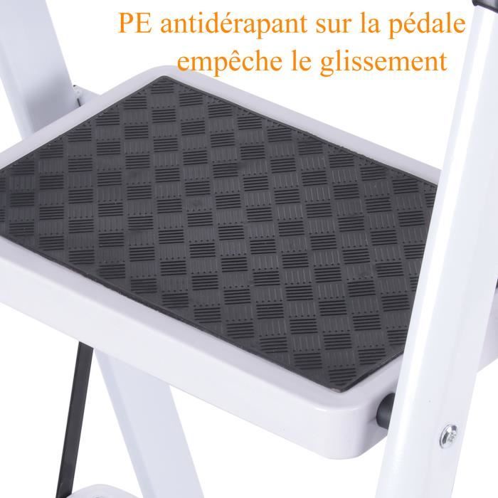 NAWA Escabeau Pliable 3 Marches Aluminium - Escadote EN 131 150kg Fabriqué En Europe