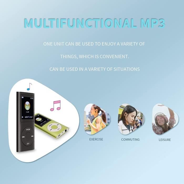 Lecteur MP3 Portable Mini - Avec Écouteurs, Support Carte 64GB, Autonomie 180mAh, Rose