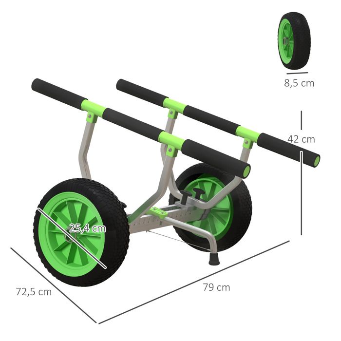 Chariot De Kayak Pliable MINRS - Charge 80 Kg, Roues 25cm, Sangle Longue - Transport Facile Canoë Et Paddle