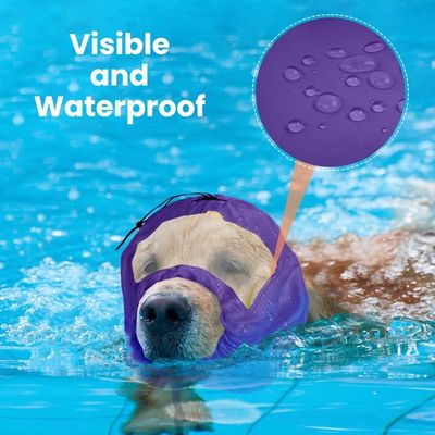 Lot De 2 Cache-oreilles Imperméables Pour Chien - Pour Bain, Toilettage, Natation - Taille Réglable - Couleurs Violet Et Jaune