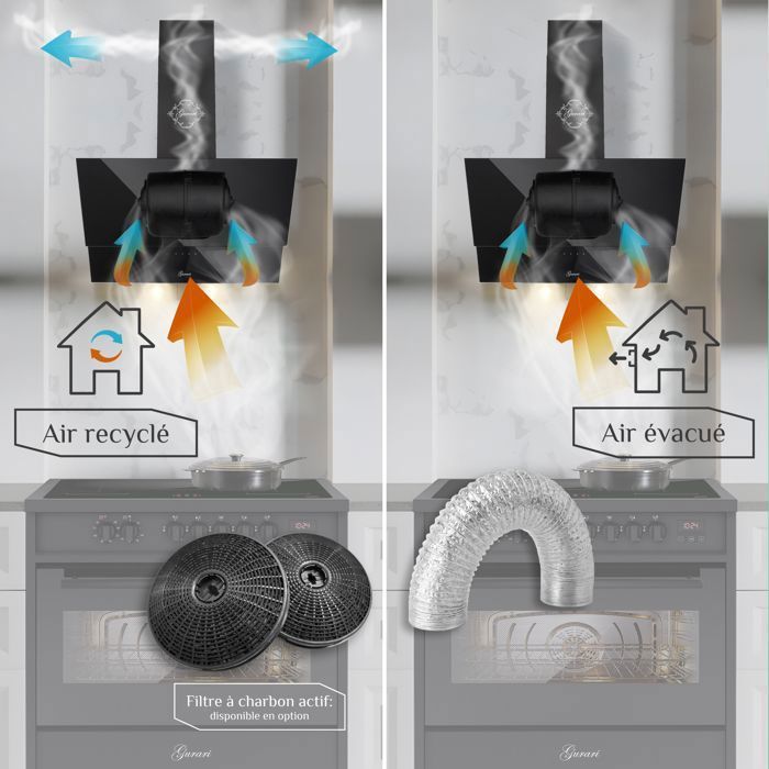 CIARRA CBCB6102 Hotte Aspirante Class A 60c 650³/h - Coandes Tactiles -4 Vitesses&Fonction CIARRA CBCB6102 Hotte Aspirante Class A 60c 650³/h - Coandes Tactiles -4 Vitesses&Fonction