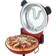 Sirge OSOLEMIO Four à pizza - 1200 W PIZZA électrique - 400°C - ROUGE - diamètre 30 cm - Pierre réfractaire NOIRE sans teinture-0