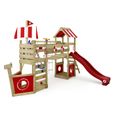 Aire de jeux en bois WICKEY StormFlyer avec balançoire, toboggan et bac à sable - Rouge-0