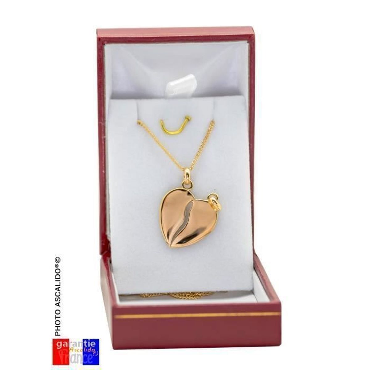 2 Pendentifs Secable Coeur Trefle + 2 Chaines Acier Plaque Or Homme Femme