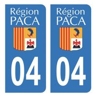 Autocollants Stickers plaque immatriculation voiture département 04 Alpes-de-Haute-Provence Ancien Région PACA