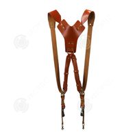 INN Sangle d'appareil photo pour deux appareil photo marron cuir véritable laiton réglable portable ceinture tete camera harnais