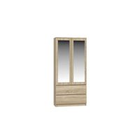TURIN - Armoire 2 portes avec miroir style moderne chambre à coucher - 90x50x180 - 2 tiroirs - Sonoma