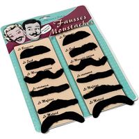 Lot de 12 moustaches adhésives pour adulte - Blanc - Différents modèles disponibles