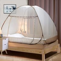 Moustiquaire de Lit Pliable, Double Porte Camping Mosquito Rideau, 180 * 200cm Moustiquaire en Forme de Dôme à Installation Facile