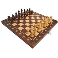 Panneau d'échecs pliants magnétiques 3 dans 1 échecs de pliage de pliage en bois Brown Holess Board Set 24 * 24cm