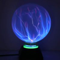 Lumière Boule Plasma, Lampe Plasma Magique Sensible Au Toucher Et Voix, Lumière D'ambiance Decoration Foudre Lumière De Nuit 5" Bleu