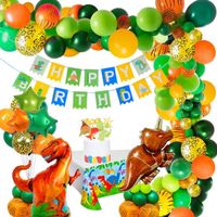 Dinosaure Décorations Anniversaire Garçon Enfant,MMTX GEEKEO Kit de Fournitures de fête pour Enfants Happy Birthday Bannière Ballon