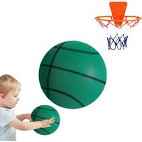 Silent Basketball,Basket Silencieux Avec Panier,Basket-ball Doux Et Muet Pour Diverses Activités D'intérieur Vert n°7 + Panier