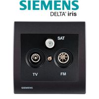 Siemens - Prise TV/FM/SAT Anthracite Delta Iris + Plaque basic Anthracite