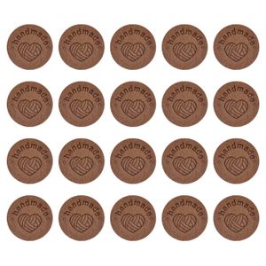 30 Étiquettes En Cuir Microfibre Café - 25mm, Pour Coudre Sur Vêtements, Sacs, DIY