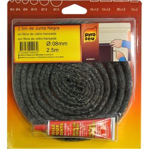Kit d'étanchéité pour porte poêle bois charbon chaudière fioul cordon  ignifugé tricoté fibre verre diamètre 6mm long 250cm