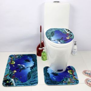 3 Pcs Ensemble Salle de Bain Tapis Contour WC Tapis de Bain Antidérapant  Couvre Couverture de Toilette Siège 50X80cm[481] - Cdiscount Maison