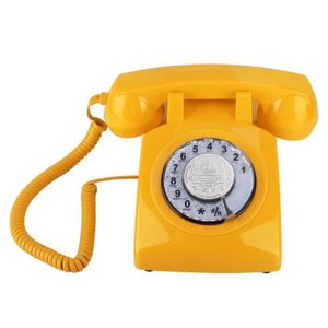 Disque De Numérotation D'un Vieux Téléphone Jaune Avec Des Trous