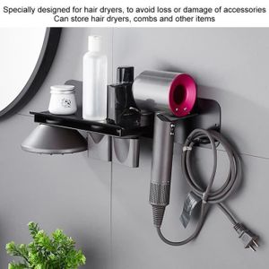 PORTE SECHE-CHEVEUX LOOK-Support de sèche-cheveux mural rangement organisateur accessoire salle de bain en acier inoxydable-YIDD