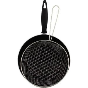 Space Home - Poêle à Frire Antiadhésive 24 Cm En Acier Émaillé - Friteuse Avec Panier Multifonction