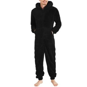 PYJAMA PYJAMA - CHEMISE DE NUIT Pyjama Homme Hiver Chaud Polaire Combinaison Pyjama Homme Grenouillère Chaud Grenouillères Capuche Noir