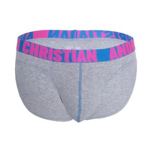 CULOTTE - SLIP Andrew Christian - Sous-vêtement Hommes - Slips Homme - Happy Brief w/ ALMOST NAKED® Heather Grey - Gris