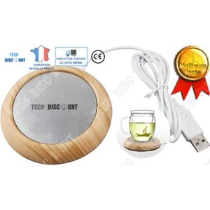 Accessoire Café Température Maintenue Chauffe-tasse USB 55°C - Plaque Chauffante Intelligente Pour Café Et Thé - Design Bois Et Verre Trempé Plaque Chauffante Café 55°c