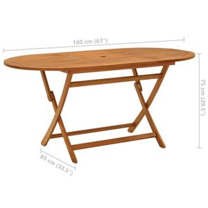 TABLE DE JARDIN  FAR - Table pliable de jardin 160x85x75 cm Bois d'