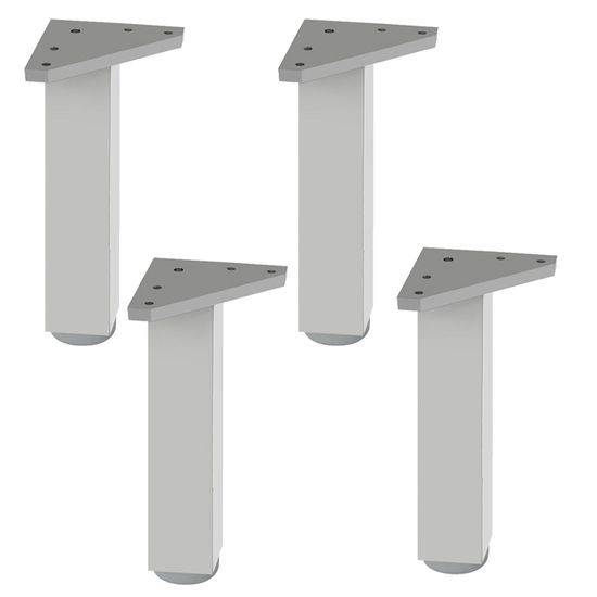 4 Un. Pied Carré Pour Meuble En Aluminium 40x40mm Hauteur 100mm Aluminium Mat Avec Regulateur De Nivellement 90310296