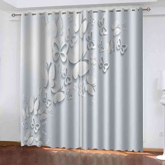 Rideau Occultant Fille De Papillon Rose Dessin Animé Noir Blanc Chambre