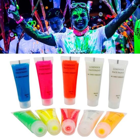 10 Pcs Corps Peinture Néon Fluorescent Noir Lumière Visage Peinture UV Peinture pour 10 Pcs Corps Peinture Néon Fluorescent Noir Lumière Visage Peinture UV Peinture pour