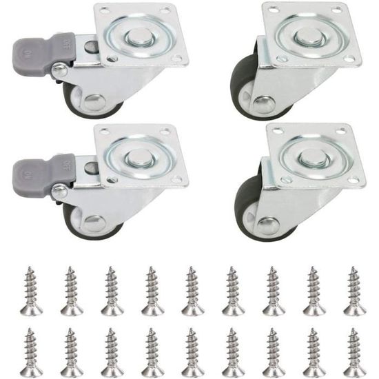 Lot De 4 Roulettes Industrielles 200mm 205kg - Roues Pleines Caoutchouc Avec Roulement à Aiguilles