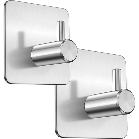 RICOO Crochet Adhesif Mural, MH020-6, Barre à Crochets Avec 3 Crochets Pour Cuisine Et Salle De Bain, Crochet Porte Manteau, Patère Murale, Montage Sans Percage, Lot De 6, Acier Inoxydable, Argent