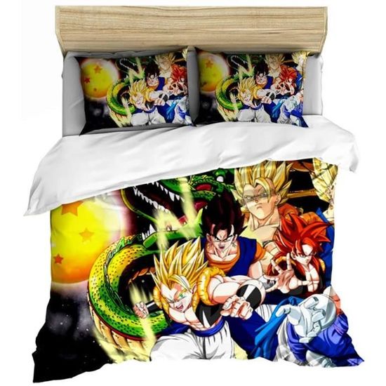 Parure De Lit Réversible Dragon Ball Z - 135x200 Cm + Taie 80x80 Cm - Coton Avec Sac De Sport